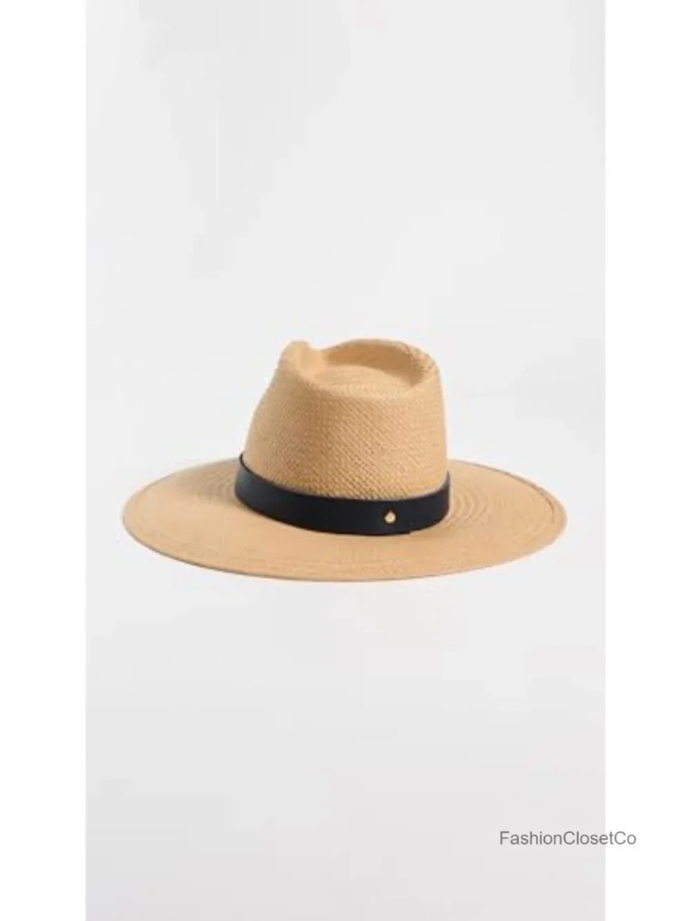 Woven Straw Packable Fedora Hat with Nubuck Leather Band